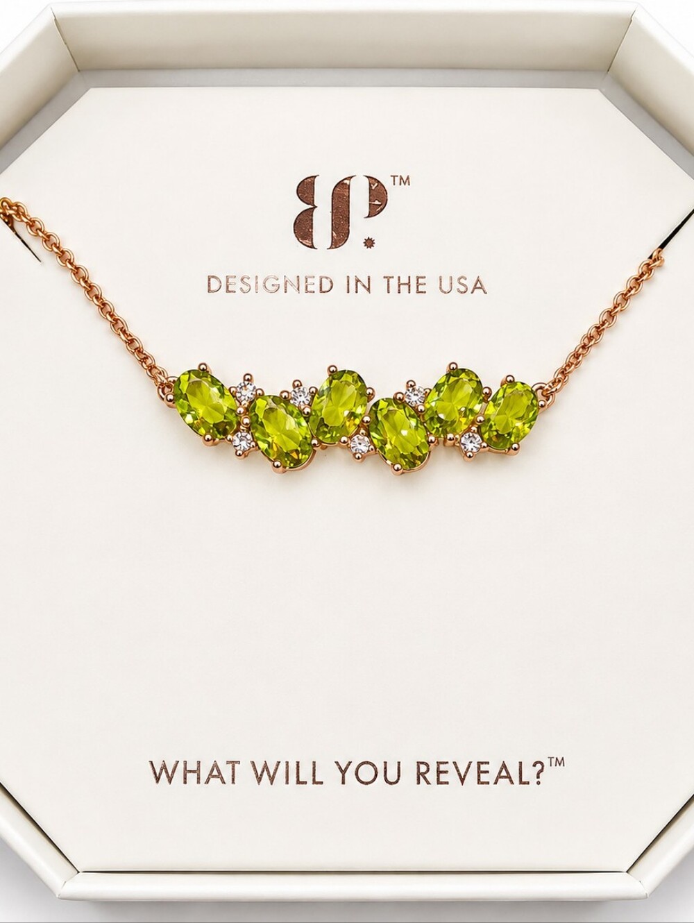 Bomb Party “Here’s To Us” Lab Created Peridot Necklace – NWT Rose Gold